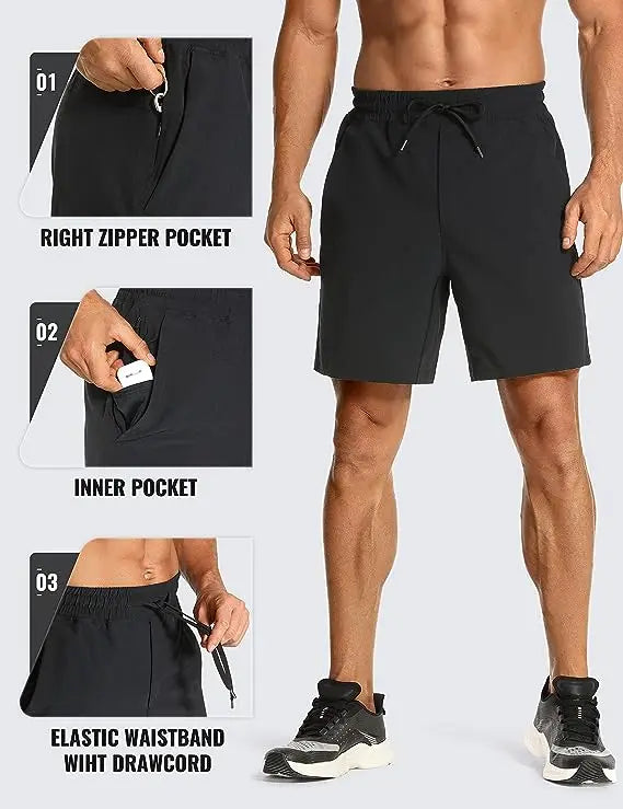 YOGA Men's Workout Shorts - 7'' Quick Dry Running Sports Athletic Gym Shorts with Pockets