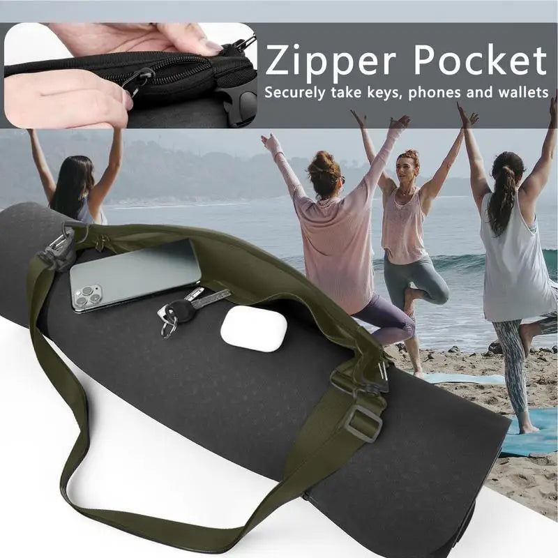 Multifunctional Yoga Mat Bag Carrier, Full-zip Exercise Holder, Easy Access, Zipper, Adjustable Strap